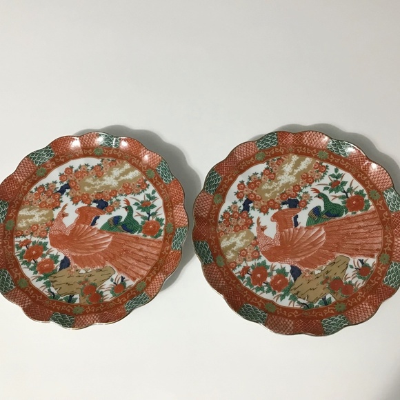 VTG ARITA GUMPS IMARI PEACOCK PLATE JAPAN Set of 2 - Picture 1 of 6